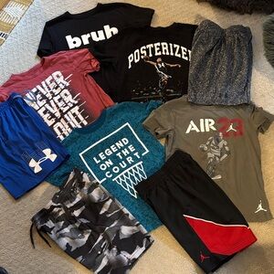 Boys Lot of Athletic Tops and Shorts Basketball UA Air Jordan MORE Small 8 10
